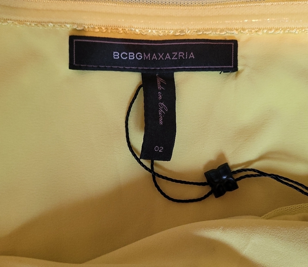 BCBGMaxAzria One-Shoulder Yellow Evening Gown - Picture 7 of 8